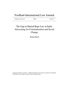 The Gap in Marital Rape Law in India: Advocating for Criminalization and Social Change