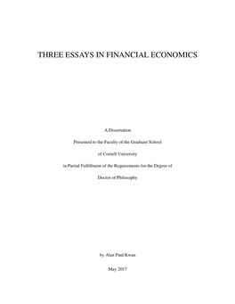 Three Essays in Financial Economics