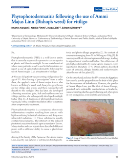 Phytophotodermatitis Following the Use of Ammi Majus Linn (Bishop’S Weed) for Vitiligo