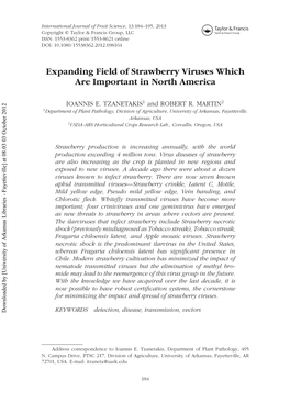 Expanding Field of Strawberry Viruses Which Are Important in North America