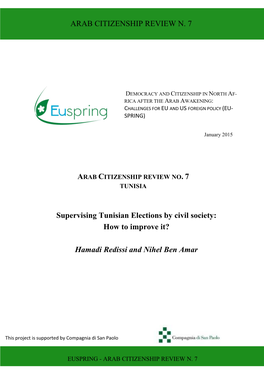 ARAB CITIZENSHIP REVIEW N. 7 Supervising Tunisian Elections By