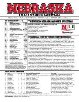 This Week in Nebraska Women's Basketball