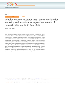 Whole-Genome Resequencing Reveals World-Wide Ancestry and Adaptive Introgression Events of Domesticated Cattle in East Asia