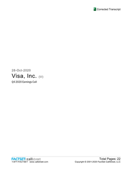 Visa, Inc. (V) Q4 2020 Earnings Call