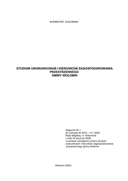 Studium Uwarunkowań I Kierunków Zagospodarowania Przestrzennego Gminy Wołomin