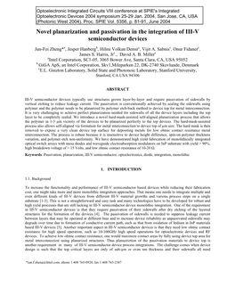 Novel Planarization and Passivation in the Integration of III-V Semiconductor Devices