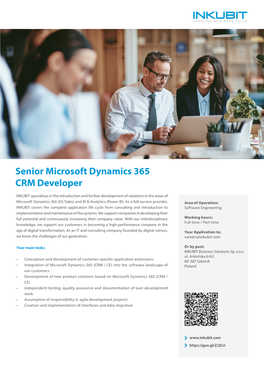 Senior Microsoft Dynamics 365 CRM Developer