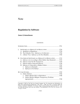 Regulation by Software†