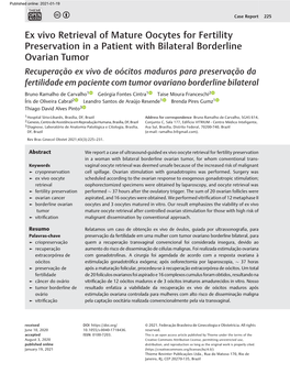 Ex Vivo Retrieval of Mature Oocytes for Fertility Preservation in a Patient with Bilateral Borderline Ovarian Tumor