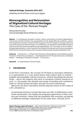 Misrecognition and Reinvention of Stigmatised Cultural Heritages the Case of the ‘Romani People’