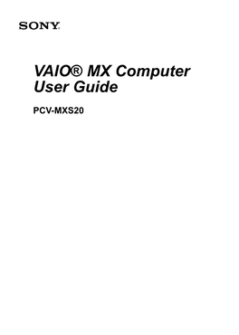 VAIO® MX Computer User Guide
