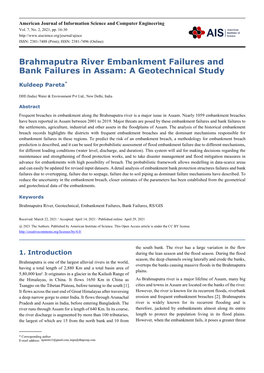 Brahmaputra River Embankment Failures and Bank Failures in Assam: a Geotechnical Study