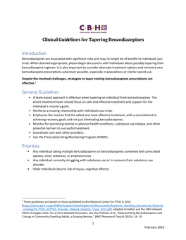 CBH Clinical Guidelines for Tapering of Benzodiazepines