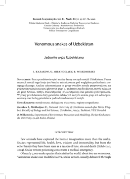 Venomous Snakes of Uzbekistan