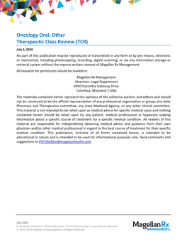 Oncology Oral, Other Therapeutic Class Review