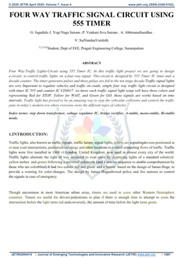 Four Way Traffic Signal Circuit Using 555 Timer