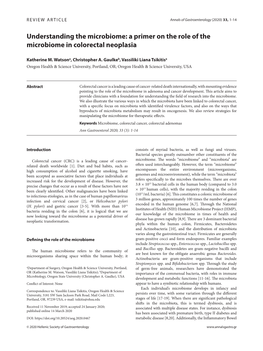 A Primer on the Role of the Microbiome in Colorectal Neoplasia