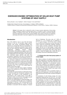 Exergoeconomic Optimization of Solar Heat Pump Systems of Heat Supply