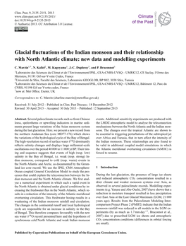 Glacial Fluctuations of the Indian Monsoon and Their Relationship With