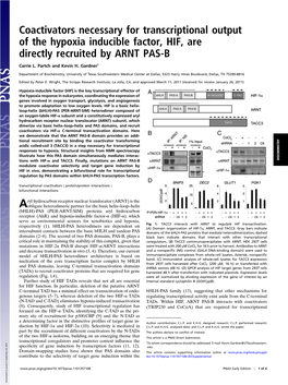 Coactivators Necessary for Transcriptional Output of the Hypoxia Inducible Factor, HIF, Are Directly Recruited by ARNT PAS-B
