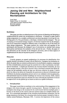 Neighbourhood Planning and Architecture for City Revitalization