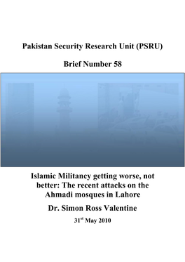 Pakistan Security Research Unit (PSRU)