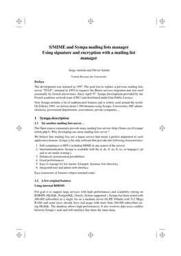 S/MIME and Sympa Mailing Lists Manager Using Signature and Encryption with a Mailing List Manager