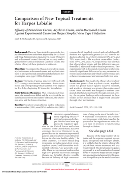 Comparison of New Topical Treatments for Herpes Labialis