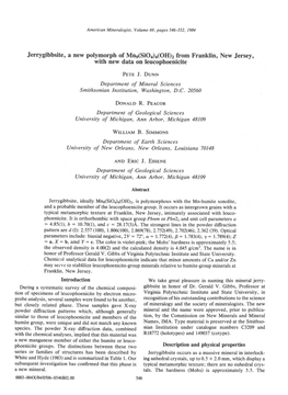 Jerrygibbsite, a New Polymorph of Mne(Sioa)C(OH)Z from Franklin