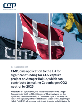 CMP Joins Application to the EU for Significant Funding for CO2 Capture Project on Amager Bakke, Which Can Contribute to Making Copenhagen CO2 Neutral by 2025