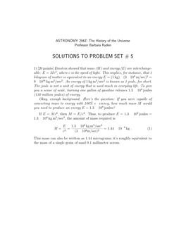 Solutions to Problem Set # 5