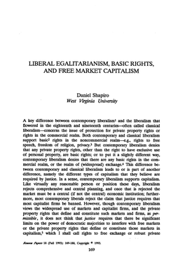 Liberal Egalitarianism, Basic Rights, and Free Market Capitalism