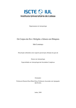 Os Corpos Da Devi. Religião E Género Em Diáspora