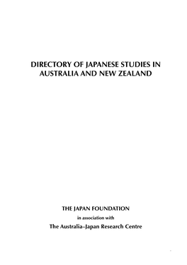 Directory of Japanese Studies in Australia and New Zealand