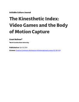 The Kinesthetic Index: Video Games and the Body of Motion Capture