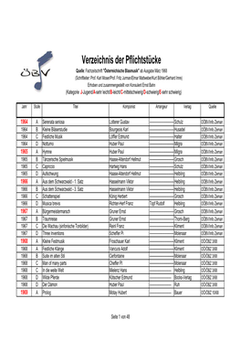 Pflichtstücke Für Die Jahre 1964 Bis 2010