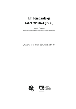 Els Bombardeigs Sobre Vidreres (1938)