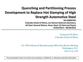 Quenching and Partitioning Process Development to Replace Hot