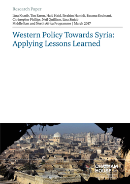 Western Policy Towards Syria: Applying Lessons Learned Contents