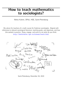 How to Teach Mathematics to Sociologists?