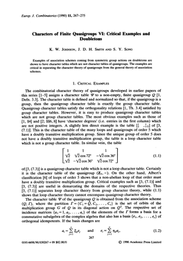 Characters of Finite Quasigroups VI: Critical Examples and Doubletons