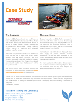 Totnes Kayaks Case Study