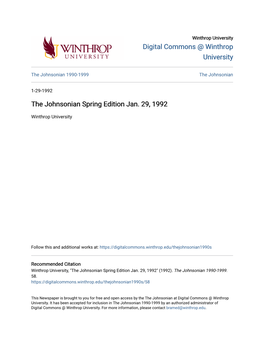 The Johnsonian Spring Edition Jan. 29, 1992