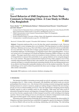 Travel Behavior of SME Employees in Their Work Commute in Emerging Cities: a Case Study in Dhaka City, Bangladesh