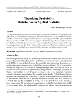 Theorizing Probability Distribution in Applied Statistics