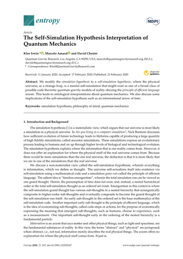 The Self-Simulation Hypothesis Interpretation of Quantum Mechanics