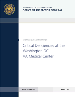 Critical Deficiencies at the Washington DC VA Medical Center