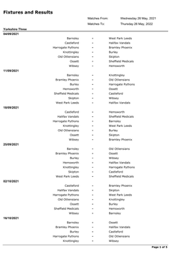 Fixtures and Results