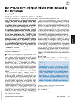 The Evolutionary Scaling of Cellular Traits Imposed by the Drift Barrier