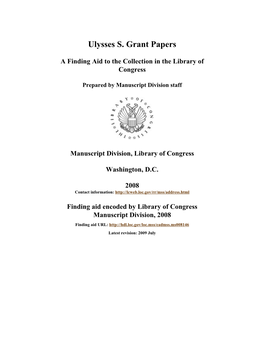 Ulysses S. Grant Papers [Finding Aid]. Library of Congress
